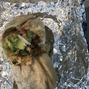 a burrito wrapped in foil