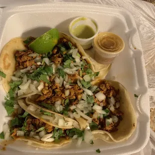 Got six chicken tacos. No consistency at this place. Ever. Missing ingredients etc.