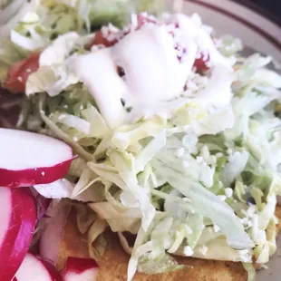 Waterlogged lettuce made this bean tostada not appetizing