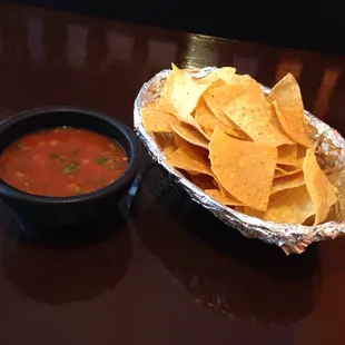 Complimentary chips and salsa.