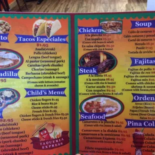 menu