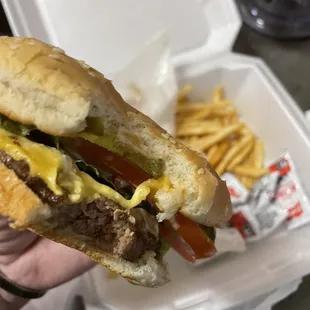 Cheeseburger and fries