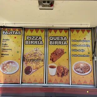 menus on a food truck