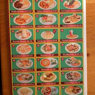 Menu  Page 2 taken 9/30/2023