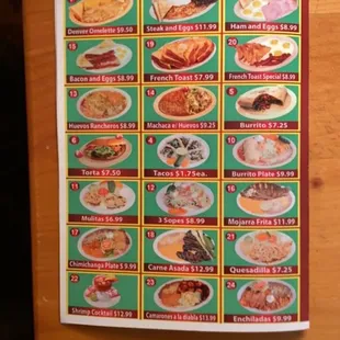 Menu Page 1 taken 9/30/2023