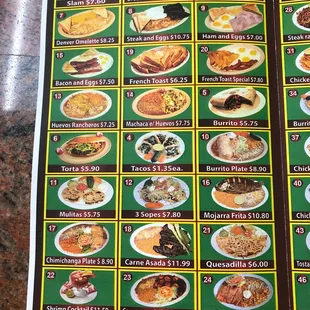 a menu for taqueria express