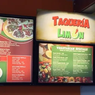 Their menu &amp; prices as of January 21st, 2016.