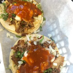 Carnitas ! Hella recommend outta all tacos here!