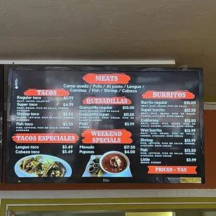 menu