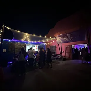 outside, sushi and sashimi