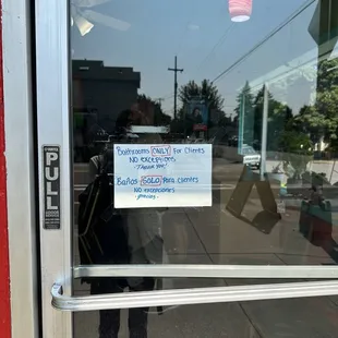 Sign referring to the restrooms