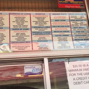 a menu for a restaurant