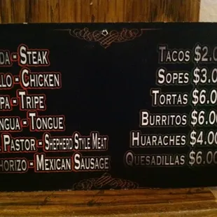 menu