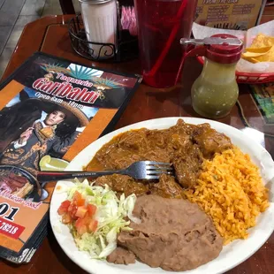 Jalisco style Mexican Food. Guisada Plate.