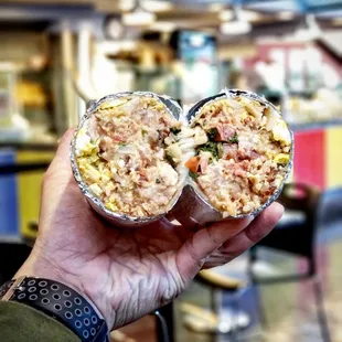 the inside of a burrito