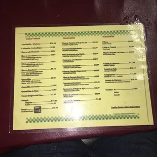 Menu back