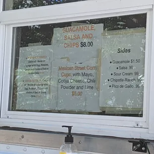 a menu on a food truck