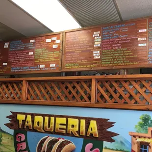 menus on the wall