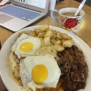 Chilaquiles plate w/eggs