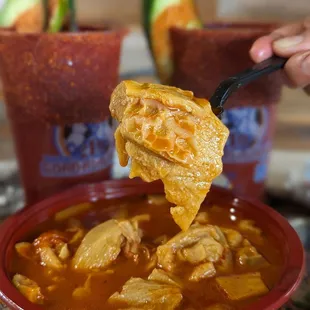 Large pieces of beef triple in the menudo, so tender and yummy