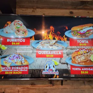 Menu as of June 2021