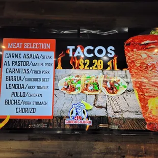 Menu as of June 2021