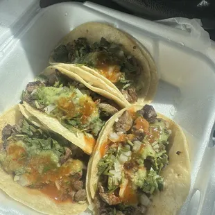 Tacos de Asada with Salsa from Salsa Bar