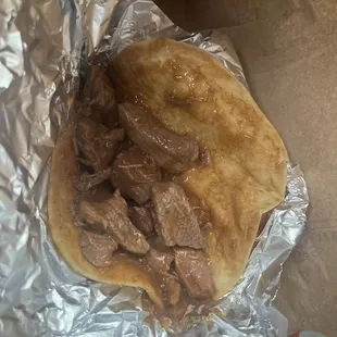 Stewed beef taco lots of beef