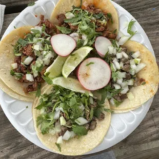 2 al pastor and 2 carne asada tacos