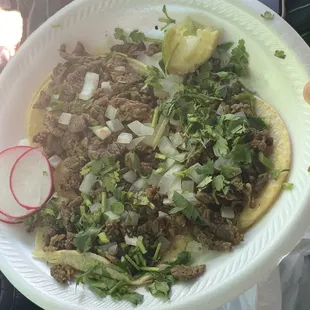 Cabeza, Asada, and Carnita Tacos