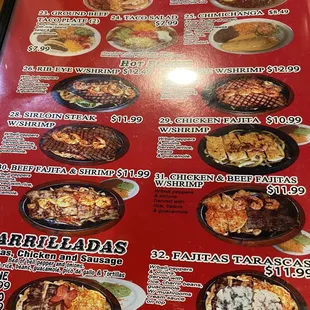 a menu for a mexican restaurant