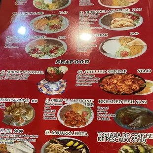 a menu for a mexican restaurant