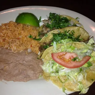 3 Tacos, Rice &amp; Beans $4.99
