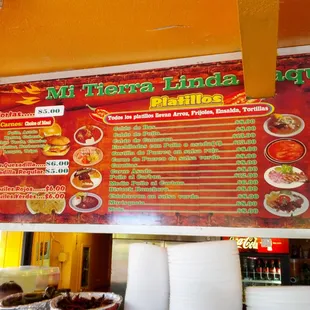 the menu of a mexican restaurant