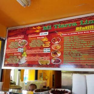 the menu of a mexican restaurant