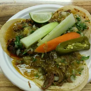 because you shouldn't order a fucking quesadilla at a taco shop. pictured here: pastor, lengua, and the cabeza. delicious.