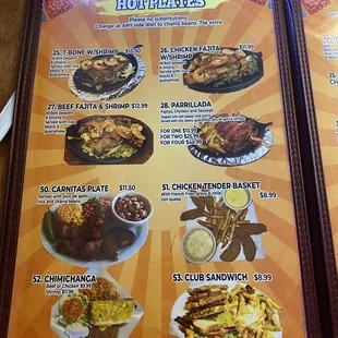 a menu for a mexican restaurant