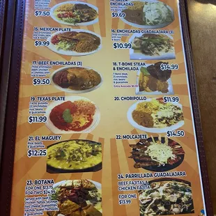 a menu for a mexican restaurant