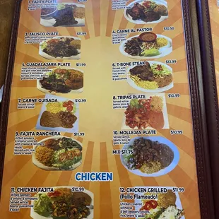 a menu for a mexican restaurant