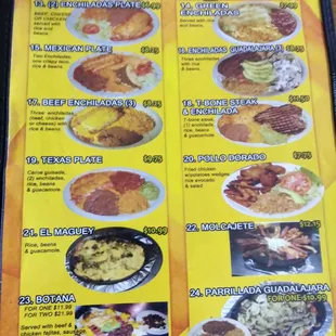 Menu as of 2017