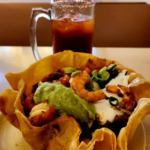 Al Pastor &amp; Shrimp Taco Salad