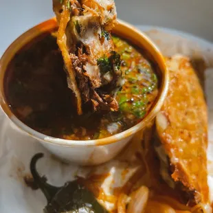 Quesabirria tacos &amp; consommé