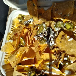 Ordered ground beef and this is what I got plus the six chips that I ate with a couple crumbs of asada