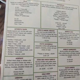 menu