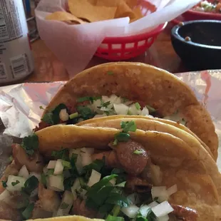 Tacos al pastor and tripe. Yum!!!