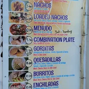 Menu prices increased