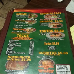 Tortas, tacos, nachos, burgers, etc