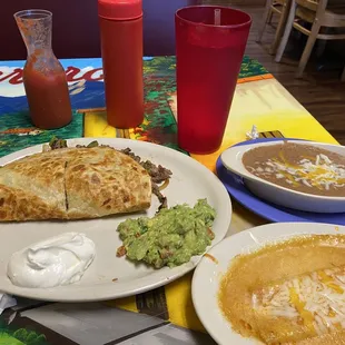 Texas quesadilla and cheese enchilada