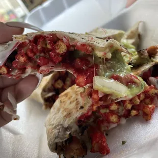 Flaming HOT Quesadilla chicken