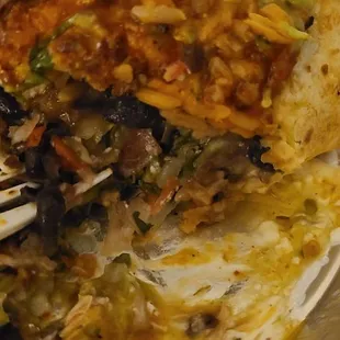 Inside the salmon burger.